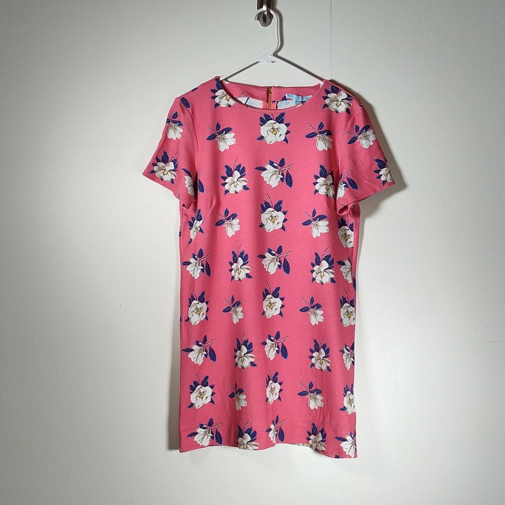 Draper James pink magnolia print ponte knit shift dress L